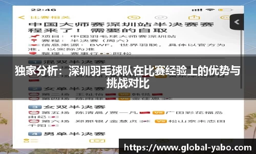 独家分析：深圳羽毛球队在比赛经验上的优势与挑战对比